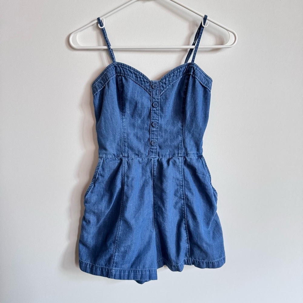 Abercrombie & Fitch denim romper with Sweetheart Neckline